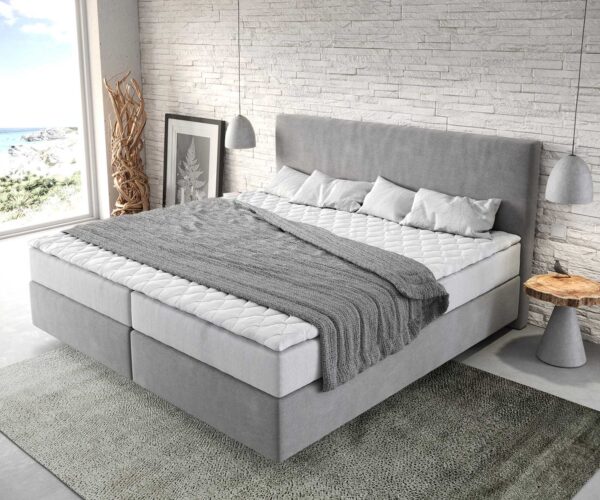 Boxspring ágy Dream-Well mikroszálas szürke 200x200 cm zsákrugós matraccal és visco topperrel - Image 4