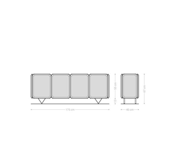 Komód Kiano 175 cm akác természetes 4 ajtós "V" alakú láb rozsdamentes acél térelválasztó - Image 8