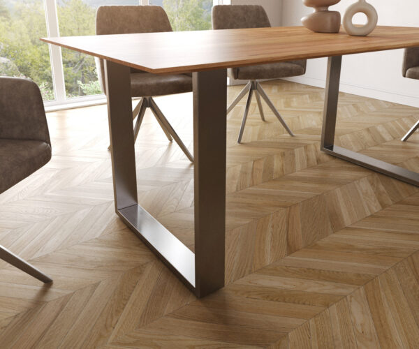 Étkezőasztal Edge 180x90 akác természetes rozsdamentes acél keskeny svájci él - Image 5