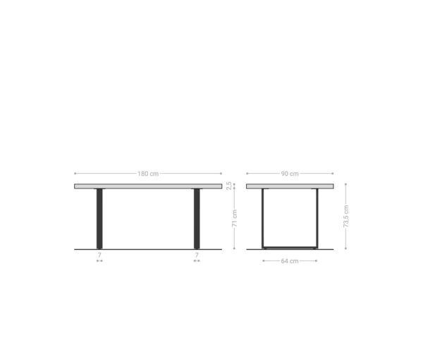 Étkezőasztal Edge 180x90 akác természetes rozsdamentes acél keskeny svájci él - Image 6