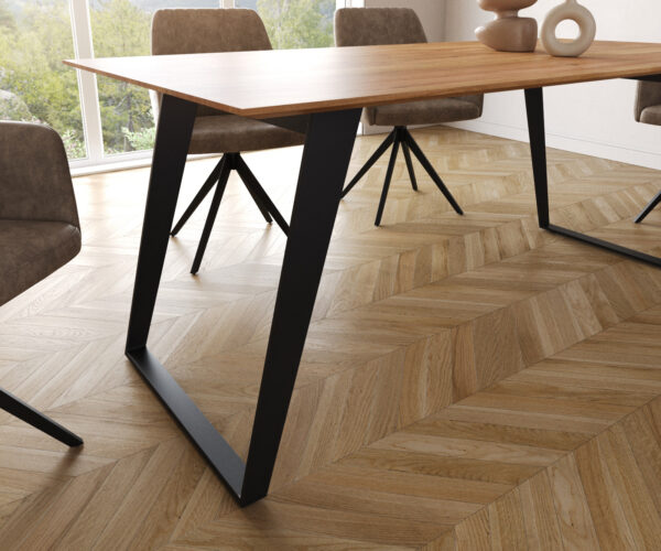 Étkezőasztal Edge 180x90 akác természetes fém ferde fekete svájci él - Image 5