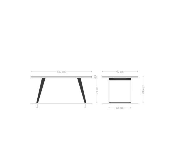 Étkezőasztal Edge 180x90 akác természetes fém ferde fekete svájci él - Image 6