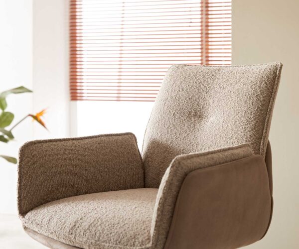 Bárszék Nela-Flex vegyes anyagok sötét bézs forgó láb magasságban állítható fém forgatható zsákrugós - Image 6