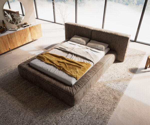 Kárpitozott ágy Coperti 140x200 cm mikroszálas taupe vintage - Image 2