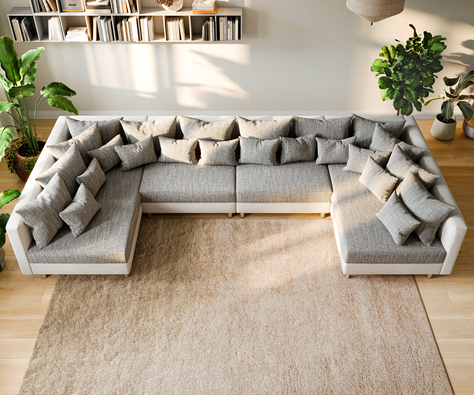 "U alakú kanapé Clovis XL fehér világosszürke moduláris kanapé" - Image 4