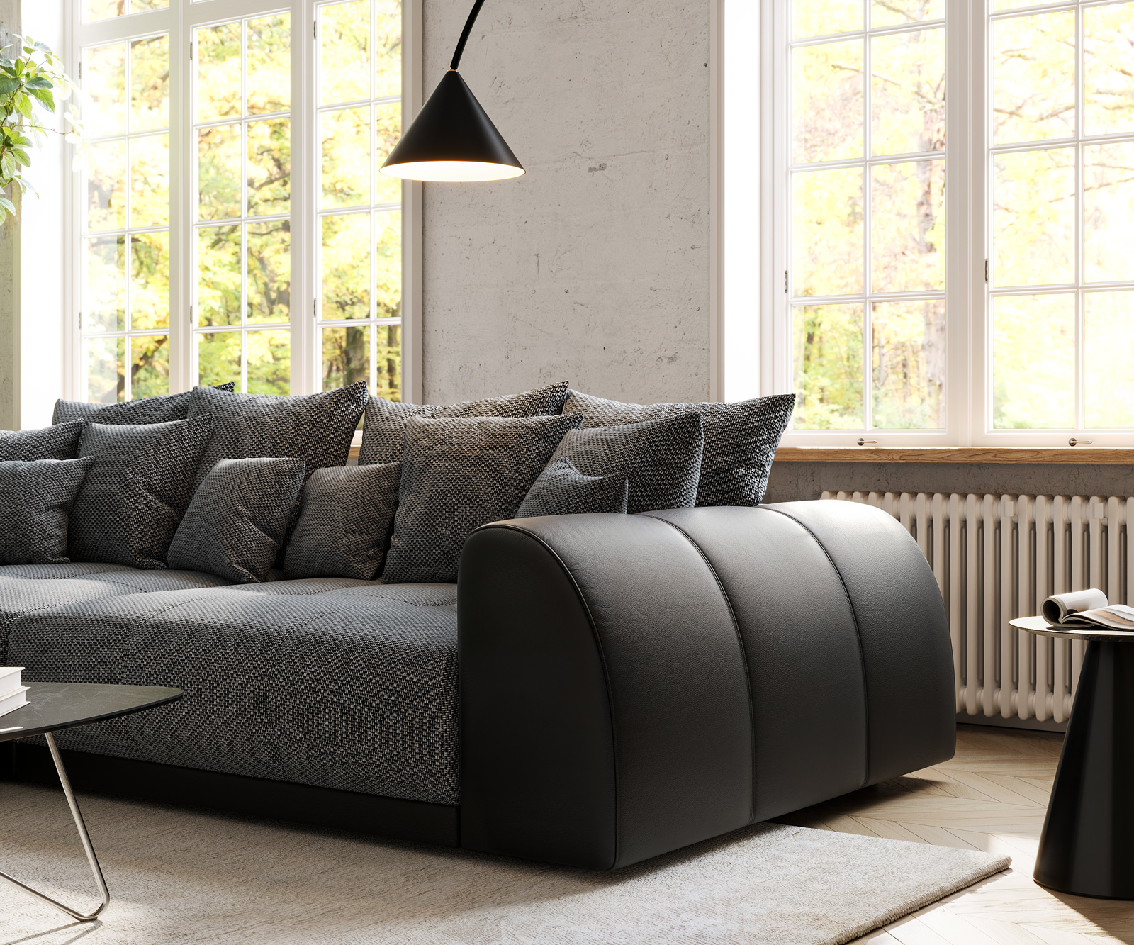 Nagy kanapé Violetta 310x135 cm fekete párnákkal együtt - Image 5