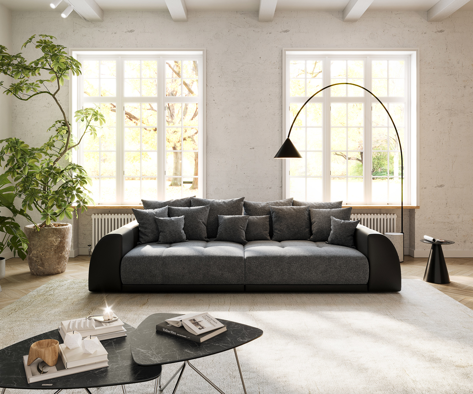 Nagy kanapé Violetta 310x135 cm fekete párnákkal együtt - Image 2