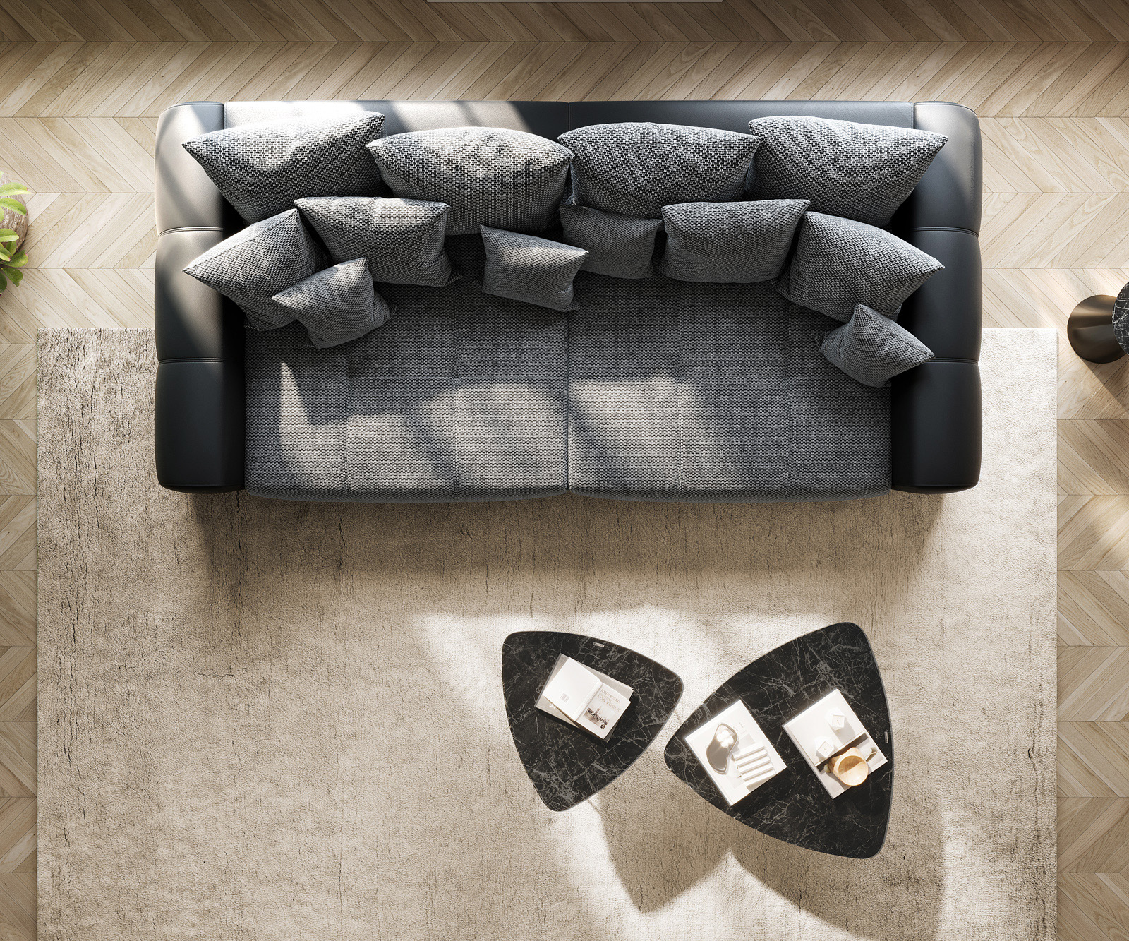 Nagy kanapé Violetta 310x135 cm fekete párnákkal együtt - Image 6