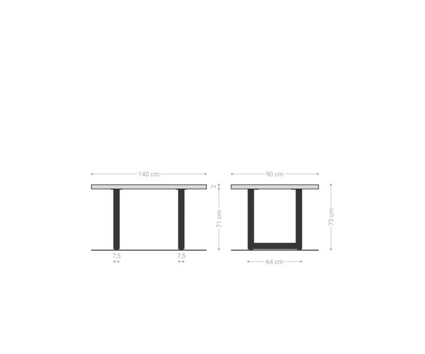 Étkezőasztal Edge 140x90 akác természetes rozsdamentes acél széles svájci él - Image 7