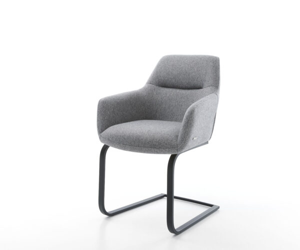 Jídelní židle Pejo-Flex světle šedá strukturovaná tkanina konzolová podnož plochá černá