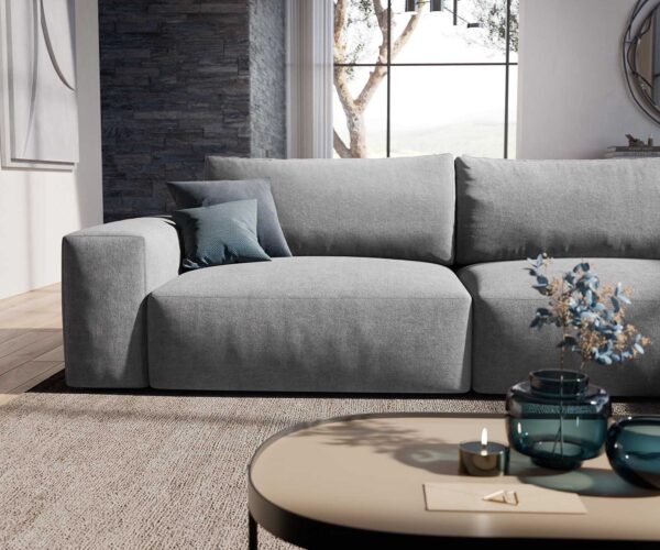 Sarokkanapé Lanzo XL 380x180 cm mikroszálas szürke változtatható rekamié - Image 6