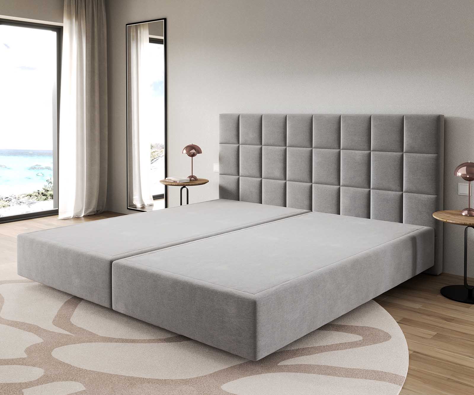 Boxspring ágy Dream-Fine mikroszálas szürke 200x200 cm