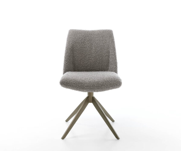 Étkezőszék Elso-Flex bouclé ezüstszürke kereszt láb széles titán effekt felület 360° forgatható zsákrugós - Image 2