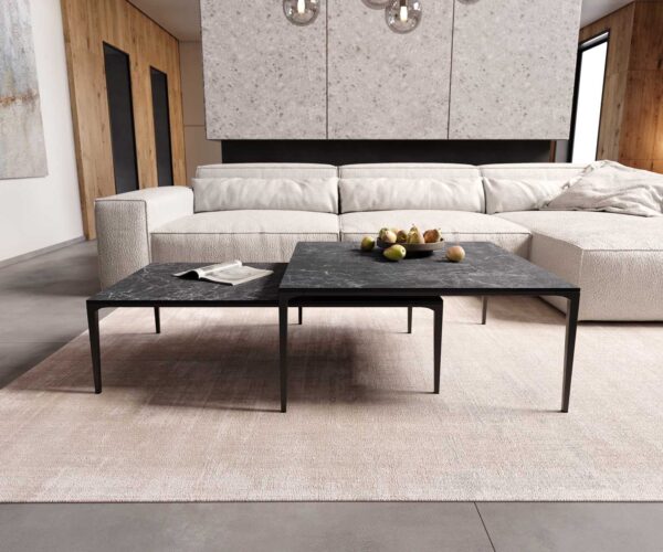 Dohányzóasztal Levente 110x60 cm Laminam®Nero Greco antracit kerámia fém láb fekete - Image 7