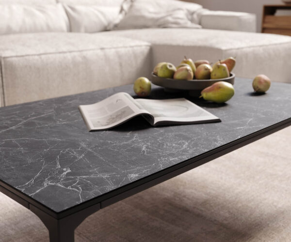 Dohányzóasztal Levente 110x60 cm Laminam®Nero Greco antracit kerámia fém láb fekete - Image 6