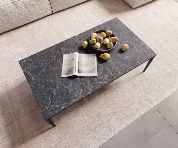 Dohányzóasztal Levente 110x60 cm Laminam®Nero Greco antracit kerámia fém láb fekete - Image 5