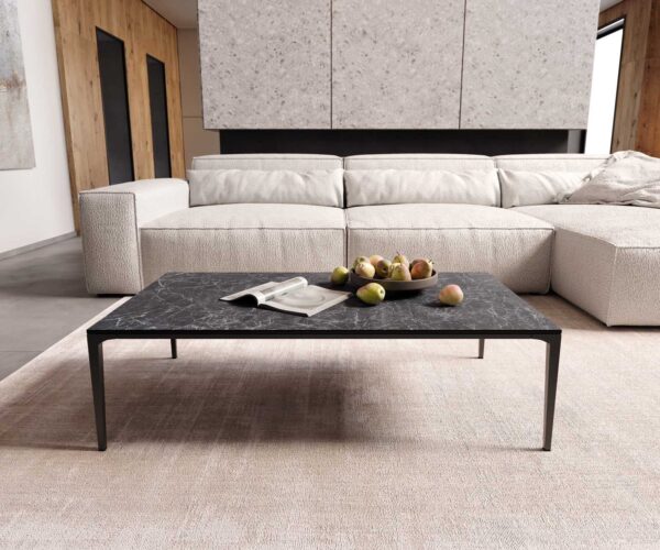 Dohányzóasztal Levente 110x60 cm Laminam®Nero Greco antracit kerámia fém láb fekete - Image 2