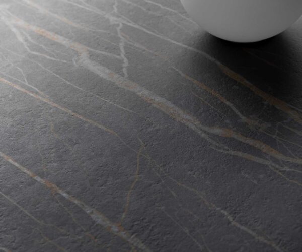 Dohányzóasztal Levente 85x85 cm kerámia Laminam®Noir Desir barna fém láb titán effekt felület - Image 4