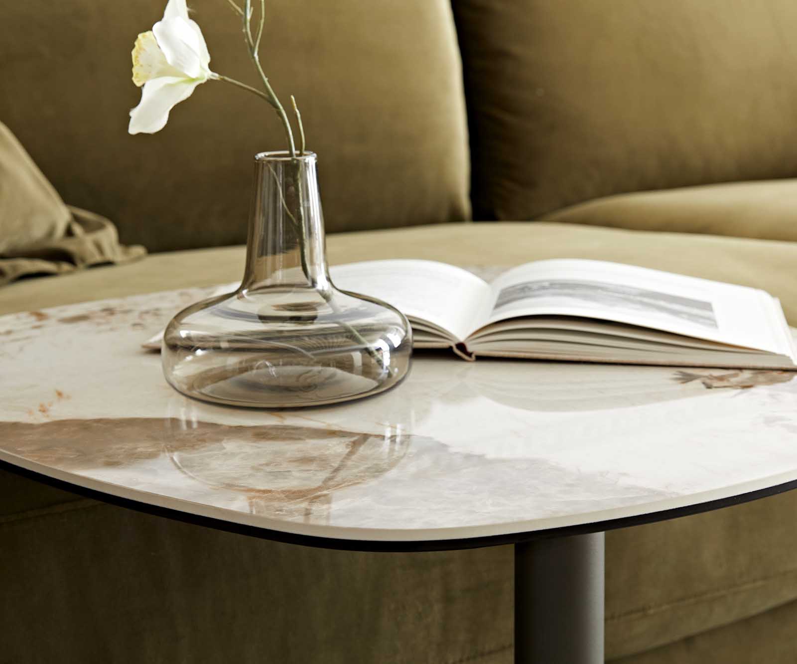 Dohányzóasztal Elenya 60x60 cm kerámia Minas melange fehér-bézs láb effekt felület titán - Image 6