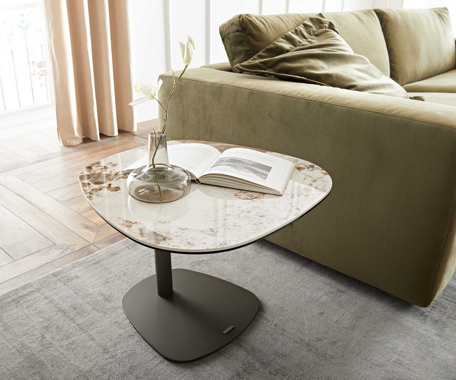 Dohányzóasztal Elenya 60x60 cm kerámia Minas melange fehér-bézs láb effekt felület titán - Image 5