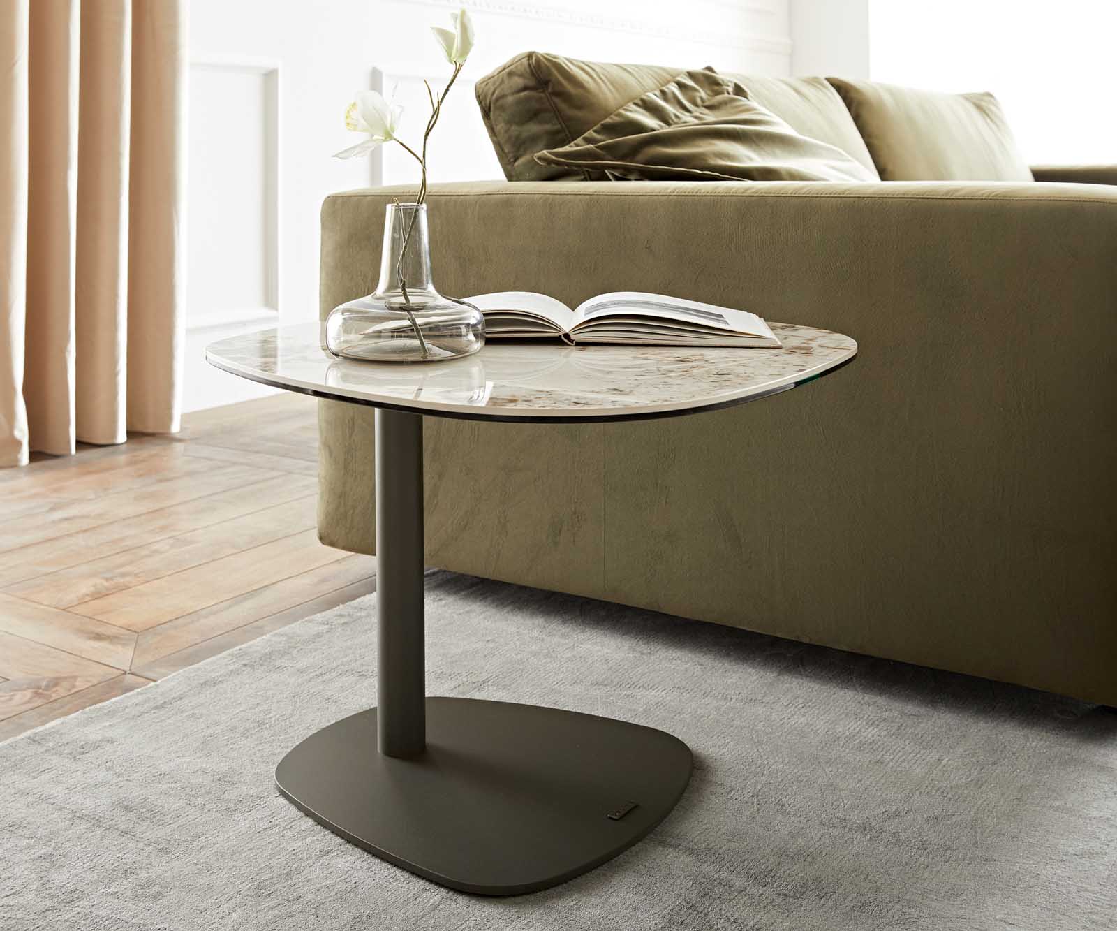 Dohányzóasztal Elenya 60x60 cm kerámia Minas melange fehér-bézs láb effekt felület titán - Image 2