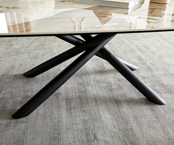 Dohányzóasztal Sarita 120x70 cm kerámia Minas melange fehér-bézs fém láb fekete - Image 6