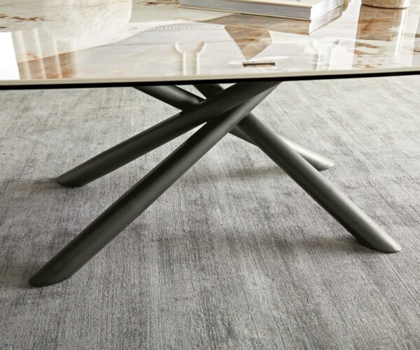 Dohányzóasztal Sarita 120x70 cm kerámia Minas melange fehér bézs láb effekt felület titán - Image 6