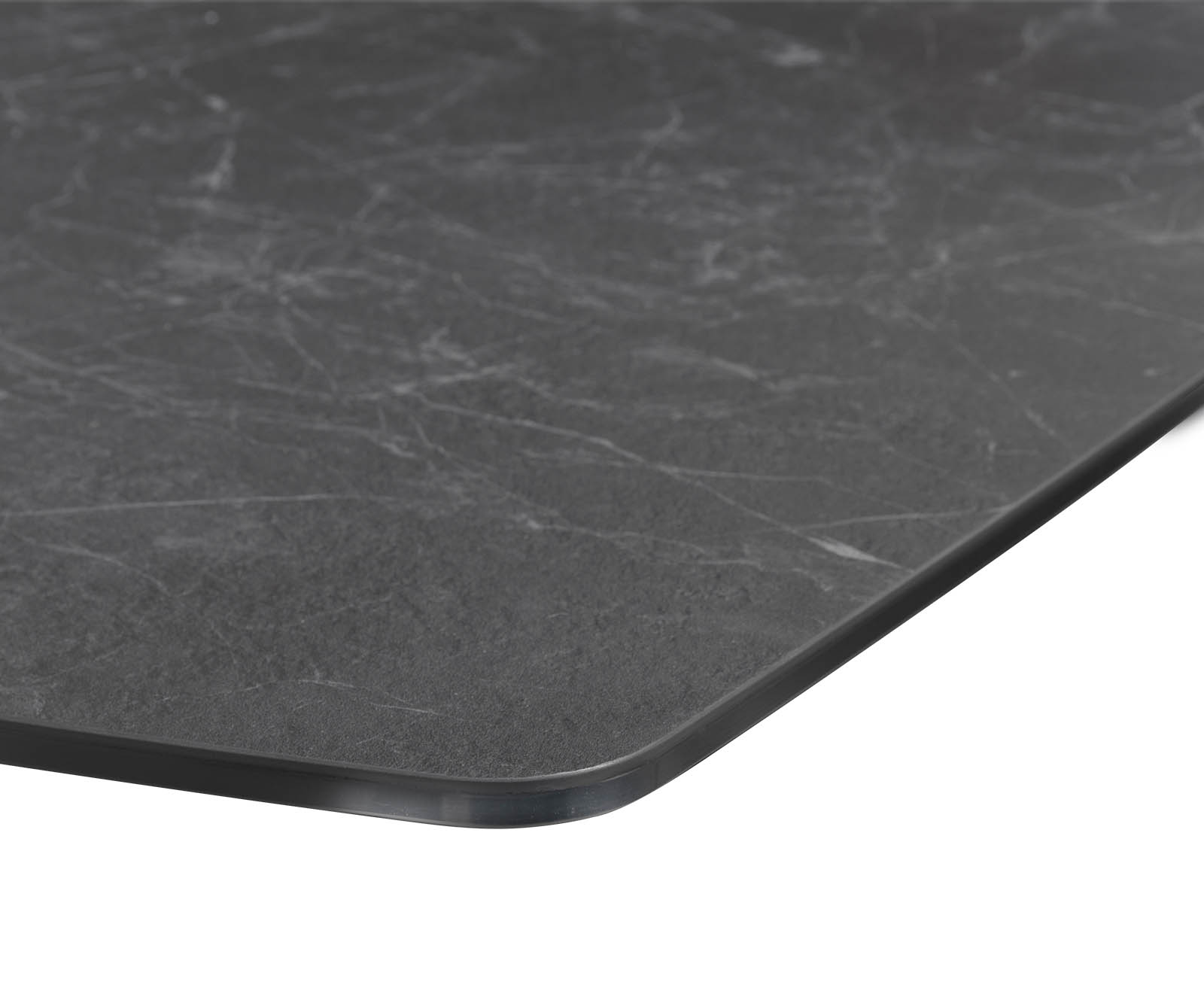 Étkezőasztal Edge hajóformájú 200x100 cm Laminam® Nero Greco kerámia antracit fém ferde fekete - Image 5