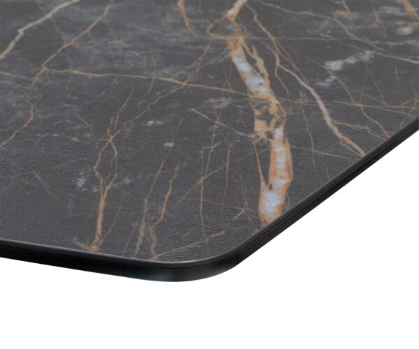 Étkezőasztal Edge hajóformájú 200x100 cm Laminam® kerámia Noir Desir barna fém ferde fekete - Image 5
