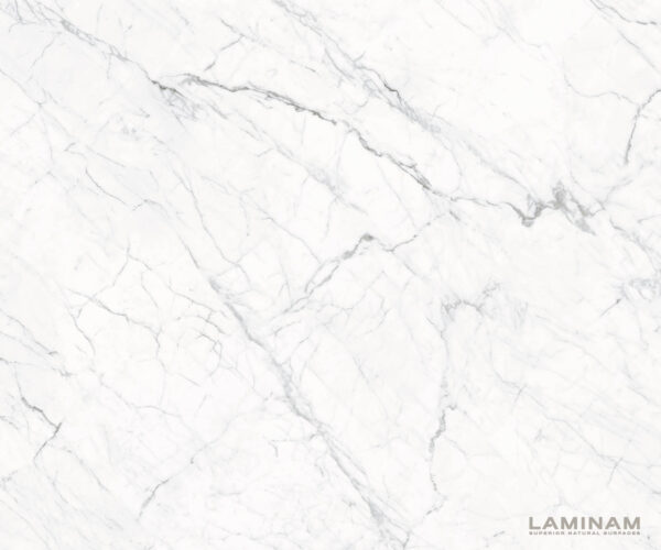 Étkezőasztal Edge 200x100 kerámia Laminam® Statuarietto fehér rozsdamentes acél keskeny - Image 3