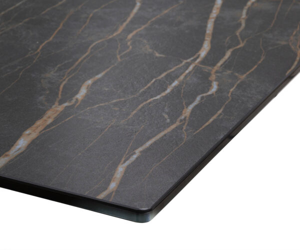 Étkezőasztal Edge 300x100 kerámia Laminam® Noir Desir barna rozsdamentes acél keskeny - Image 5