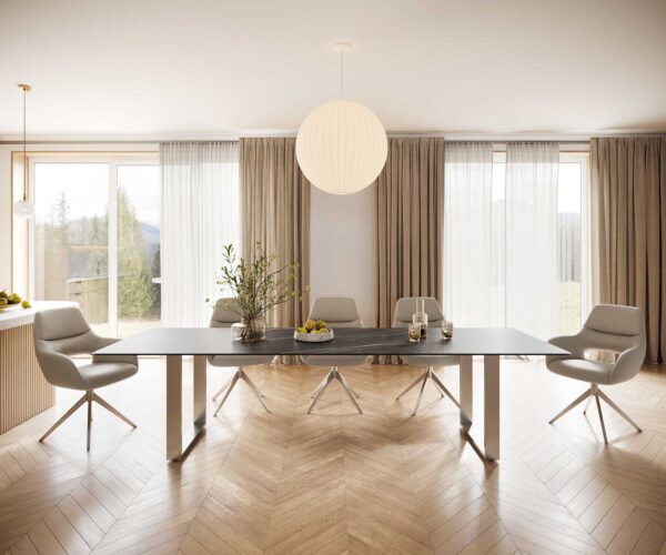 Étkezőasztal Edge 300x100 kerámia Laminam® Noir Desir barna rozsdamentes acél keskeny - Image 2