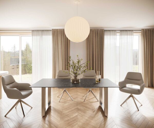 Étkezőasztal Edge 200x100 Laminam® Nero Greco antracit kerámia rozsdamentes acél széles - Image 2