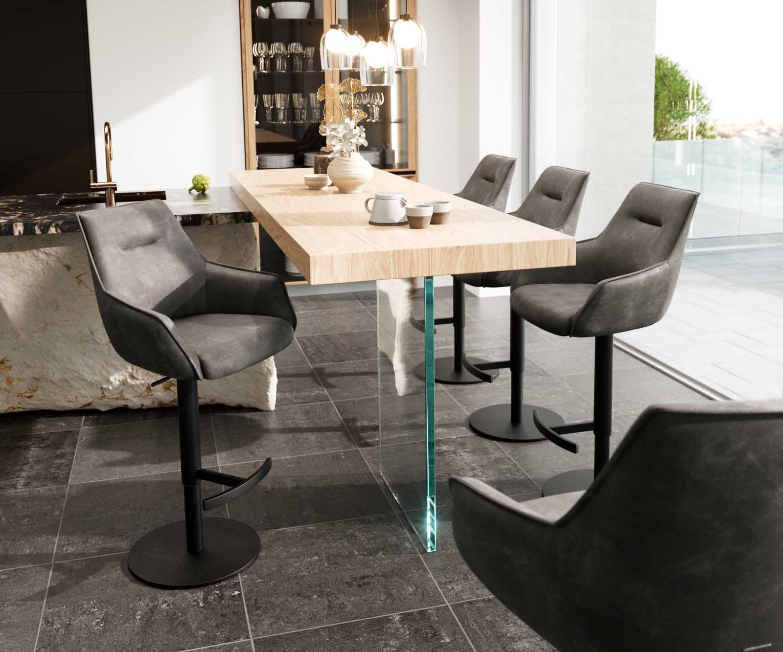 Bárszék Alja-Flex mikroszálas antracit vintage forgó láb magasságban állítható fém fekete forgatható zsákrugós - Image 4