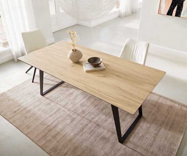 Étkezőasztal Edge 200x100 kerámia Laminam® sabbia tölgyszínű fém ferde fekete - Image 6