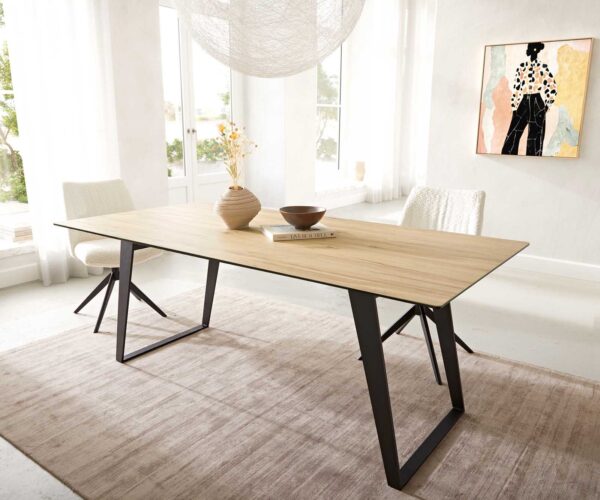 Étkezőasztal Edge 200x100 kerámia Laminam® sabbia tölgyszínű fém ferde fekete - Image 2