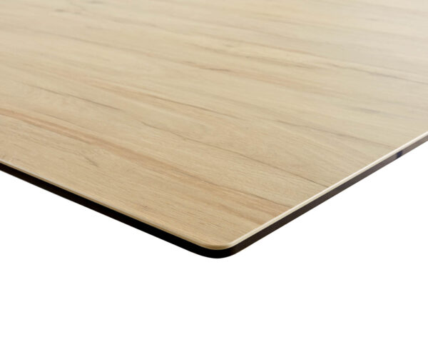 Étkezőasztal Edge 200x100 kerámia Laminam® Sabbia tölgyszínű V alakú láb laposacél fekete - Image 5