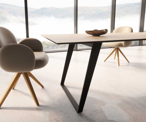 Étkezőasztal Edge 300x100 kerámia Laminam® sabbia tölgyszínű fém ferde fekete - Image 5