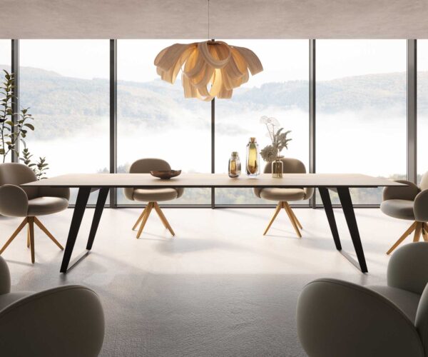 Étkezőasztal Edge 300x100 kerámia Laminam® sabbia tölgyszínű fém ferde fekete - Image 2