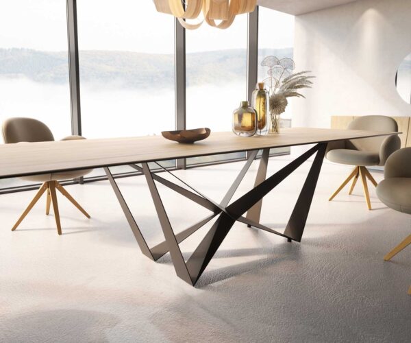 Étkezőasztal Edge 300x100 kerámia Laminam® Sabbia tölgyszínű Spider laposacél fekete - Image 5