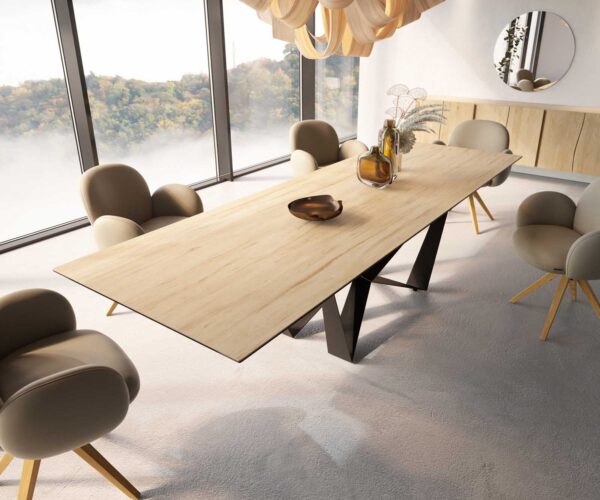Étkezőasztal Edge 300x100 kerámia Laminam® Sabbia tölgyszínű Spider laposacél fekete - Image 4