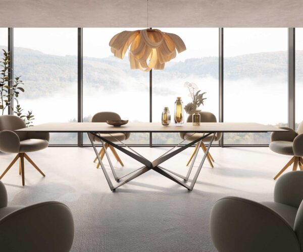 Étkezőasztal Edge 300x100 kerámia Laminam® Sabbia tölgyszínű Spider laposacél fekete - Image 2