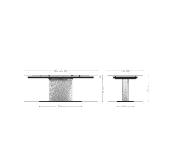 Étkezőasztal Edge 180-220x100 cm kerámia Calacatta Luxe fehér arany szürke Wave rozsdamentes acél kihúzható - Image 9