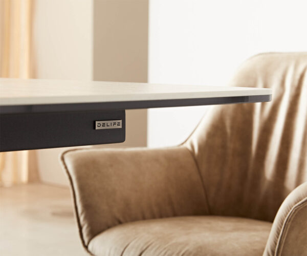 Étkezőasztal Edge 180-220x100 kerámia travertin természetes kereszt láb téglalap fekete kihúzható - Image 7