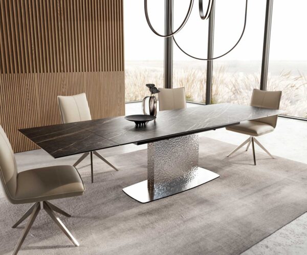 Étkezőasztal Edge 200-300x100 kerámia Laminam®Noir Desir barna hullám rozsdamentes acél kihúzható - Image 7