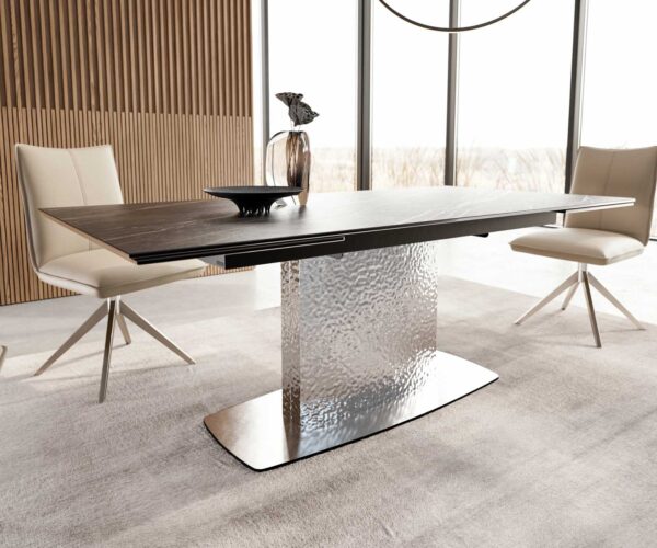 Étkezőasztal Edge 200-300x100 kerámia Laminam®Noir Desir barna hullám rozsdamentes acél kihúzható - Image 6