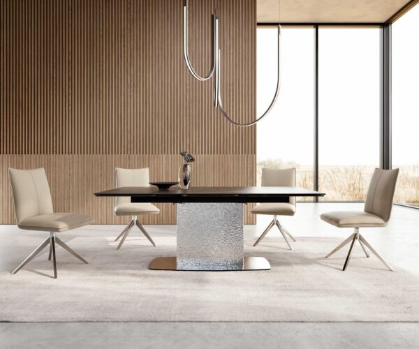 Étkezőasztal Edge 200-300x100 kerámia Laminam®Noir Desir barna hullám rozsdamentes acél kihúzható - Image 5