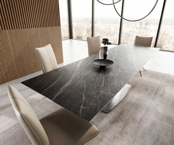 Étkezőasztal Edge 200-300x100 kerámia Laminam®Noir Desir barna hullám rozsdamentes acél kihúzható - Image 4