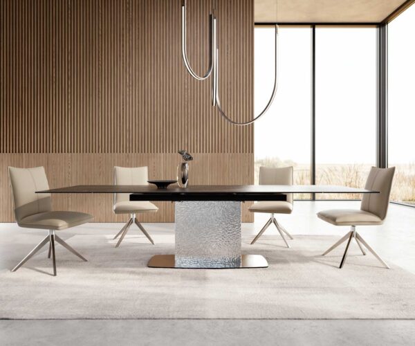 Étkezőasztal Edge 200-300x100 kerámia Laminam®Noir Desir barna hullám rozsdamentes acél kihúzható - Image 2
