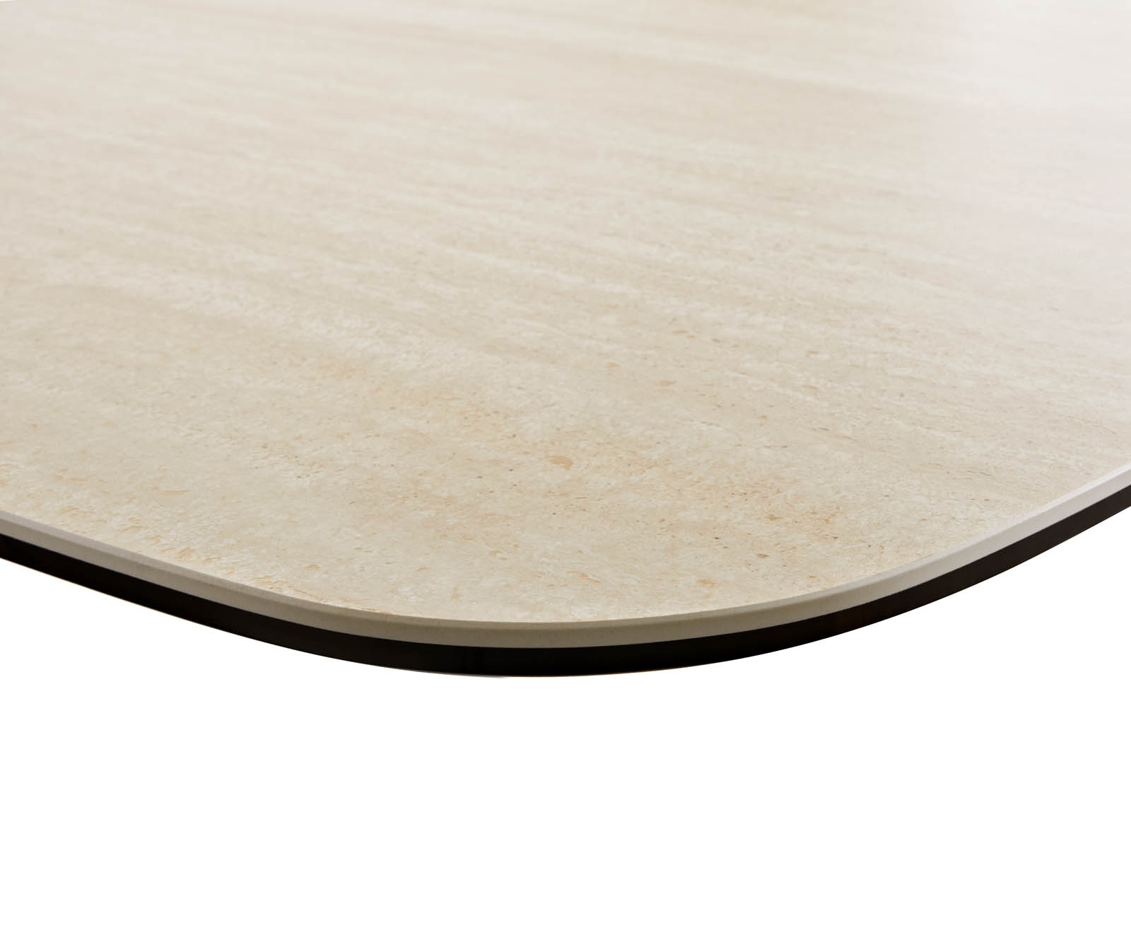Étkezőasztal Edge hajóformájú 240x120 kerámia travertin természetes pókláb laposacél fekete - Image 5